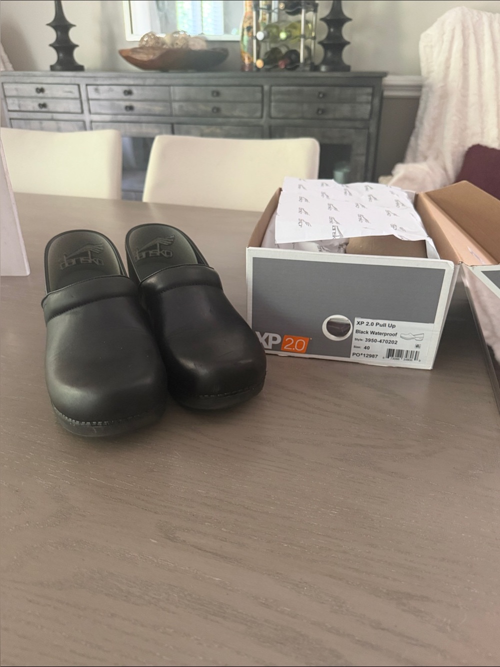 Dansko Black Leather Slip-On Clogs for Women